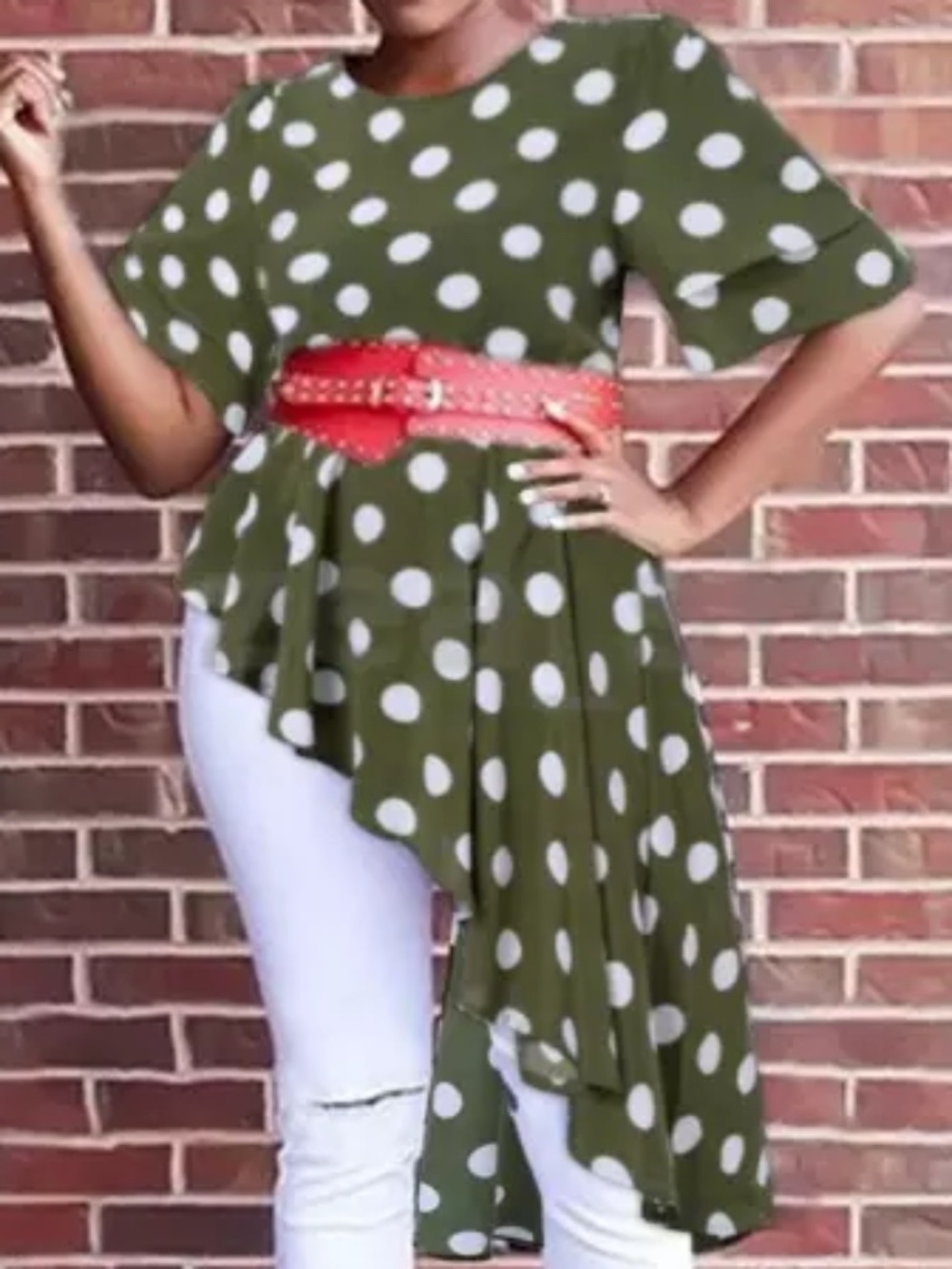 ZANZEA Women Blouse Short Sleeve Casual Loose Polka Dot Irregular Tops Tee Shirt